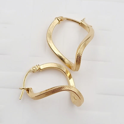 18K Pure Gold Twisted Oval Earring Set