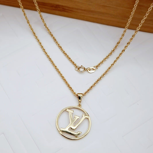 18K Pure Gold Round L.V Necklace