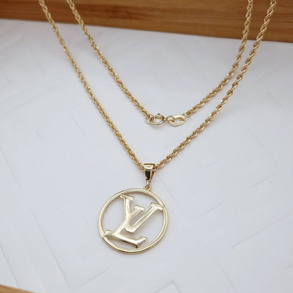 18K Pure Gold Round L.V Necklace
