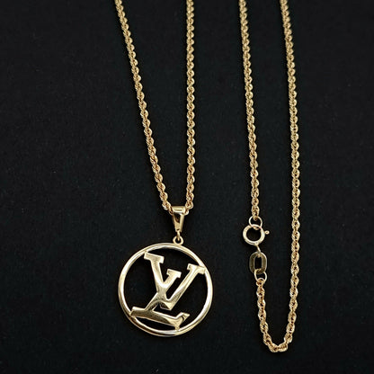 18K Pure Gold Round L.V Necklace