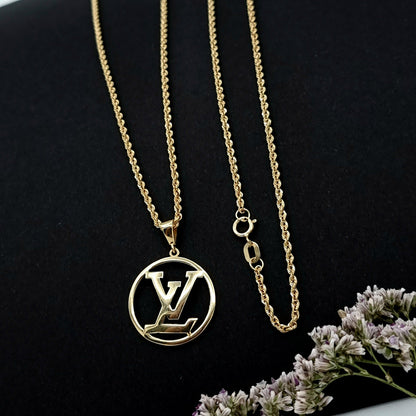 18K Pure Gold Round L.V Necklace