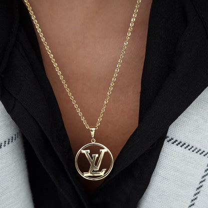 18K Pure Gold Round L.V Necklace