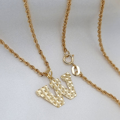 18K Pure Gold Letter W Necklace