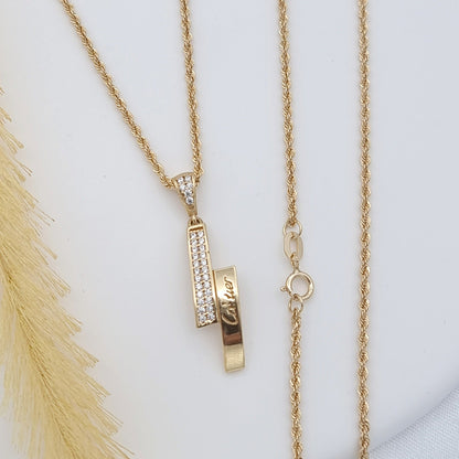 18K Pure Gold C.R Stone Necklace