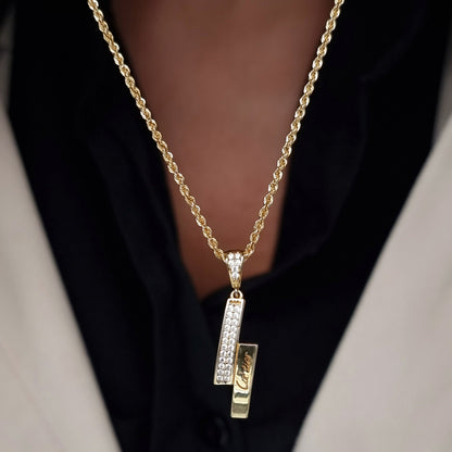 18K Pure Gold C.R Stone Necklace