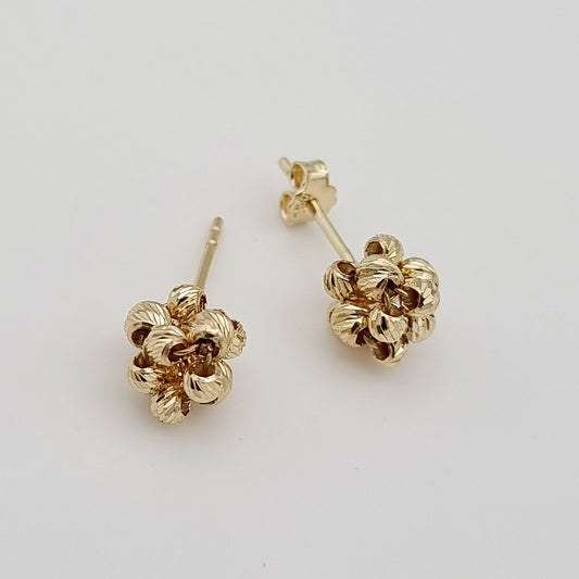 18K Pure Gold Flower Seed Stud Earring Set
