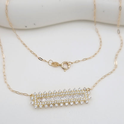18K Pure Gold White Long Stone Necklace