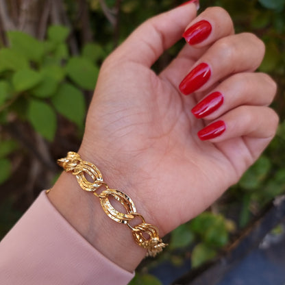 18K Pure Gold Elegant Twisted Linked Bracelet