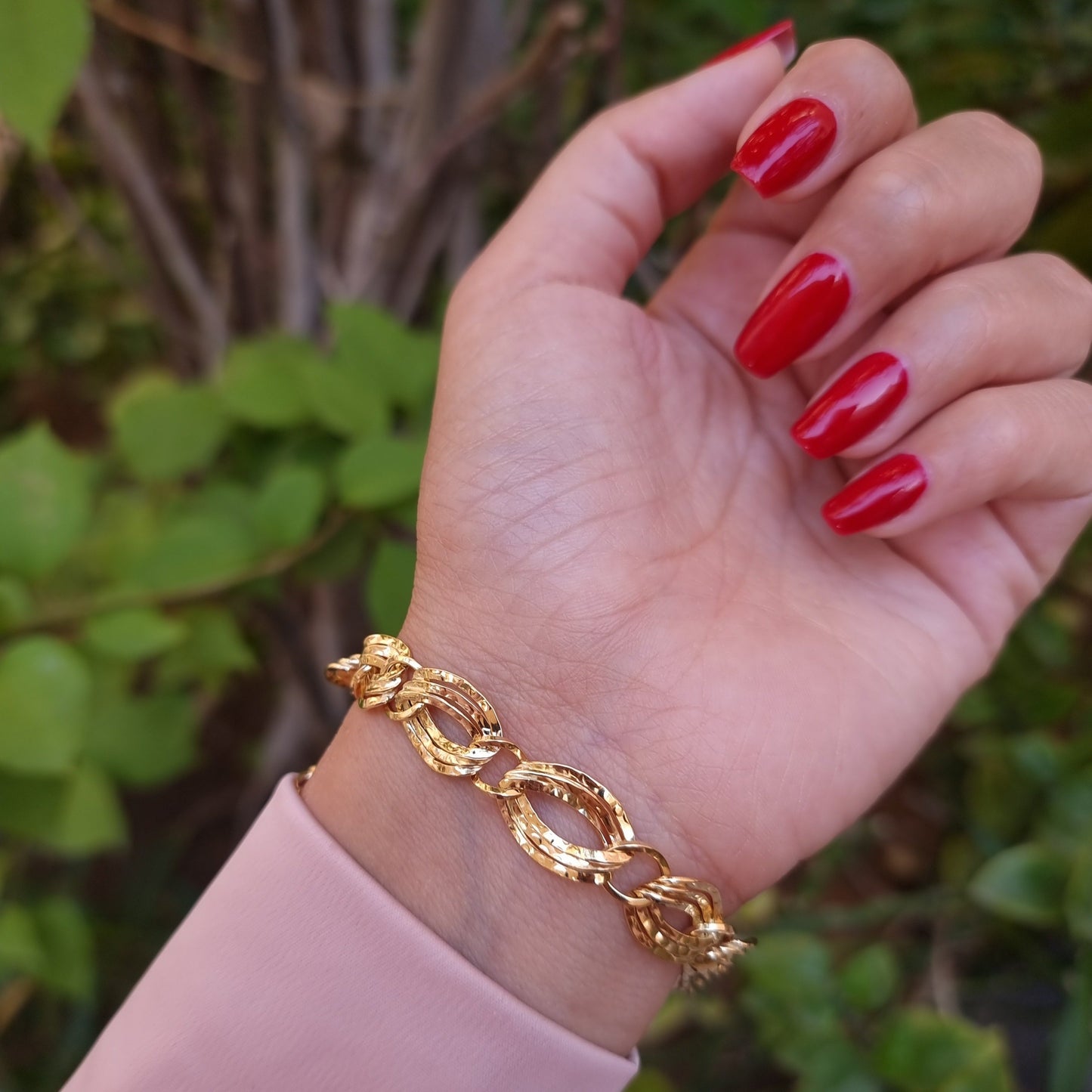 18K Pure Gold Elegant Twisted Linked Bracelet