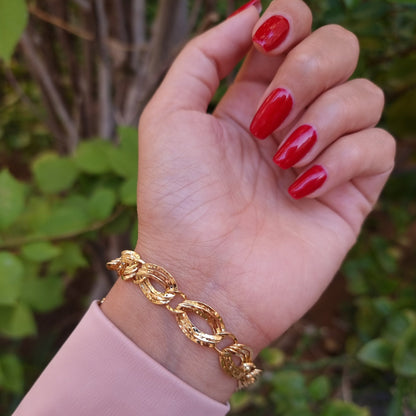 18K Pure Gold Elegant Twisted Linked Bracelet