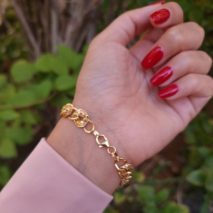 18K Pure Gold Elegant Twisted Linked Bracelet