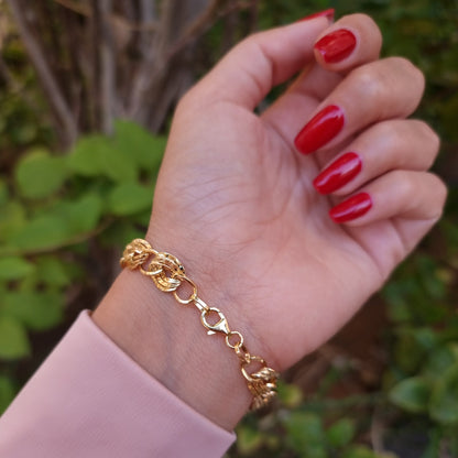 18K Pure Gold Elegant Twisted Linked Bracelet