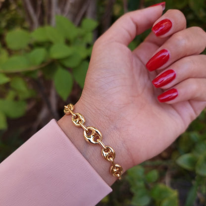 18K Pure Gold Elegant Linked Bracelet