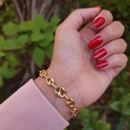 18K Pure Gold Elegant Linked Bracelet
