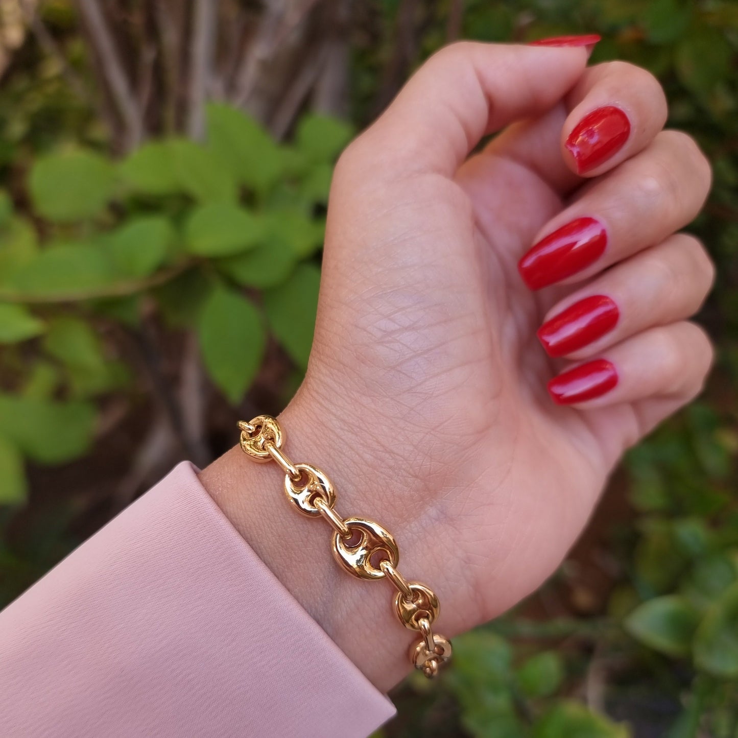 18K Pure Gold Elegant Linked Bracelet