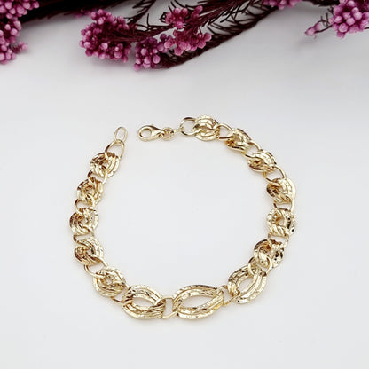 18K Pure Gold Elegant Twisted Linked Bracelet
