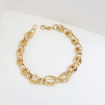 18K Pure Gold Elegant Twisted Linked Bracelet