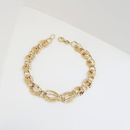 18K Pure Gold Elegant Twisted Linked Bracelet