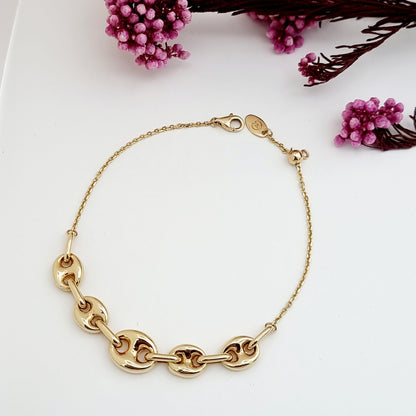18K Pure Gold Elegant Linked Bracelet