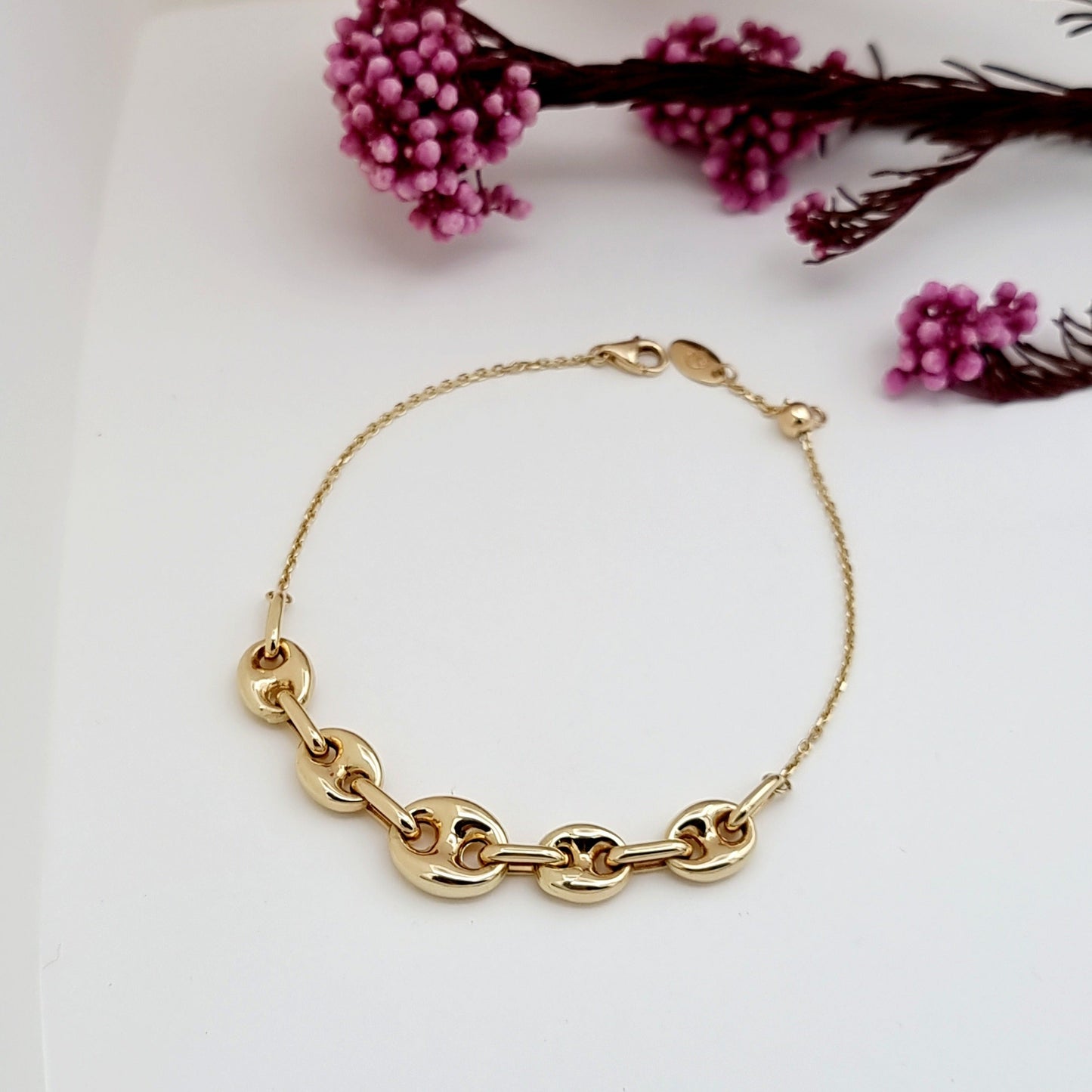 18K Pure Gold Elegant Linked Bracelet