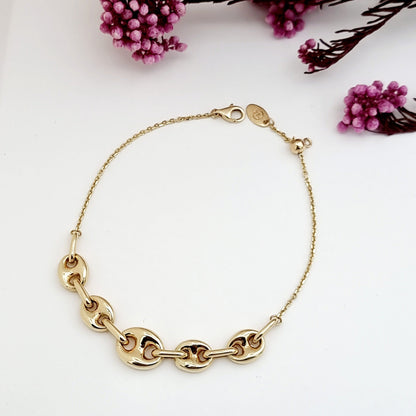 18K Pure Gold Elegant Linked Bracelet