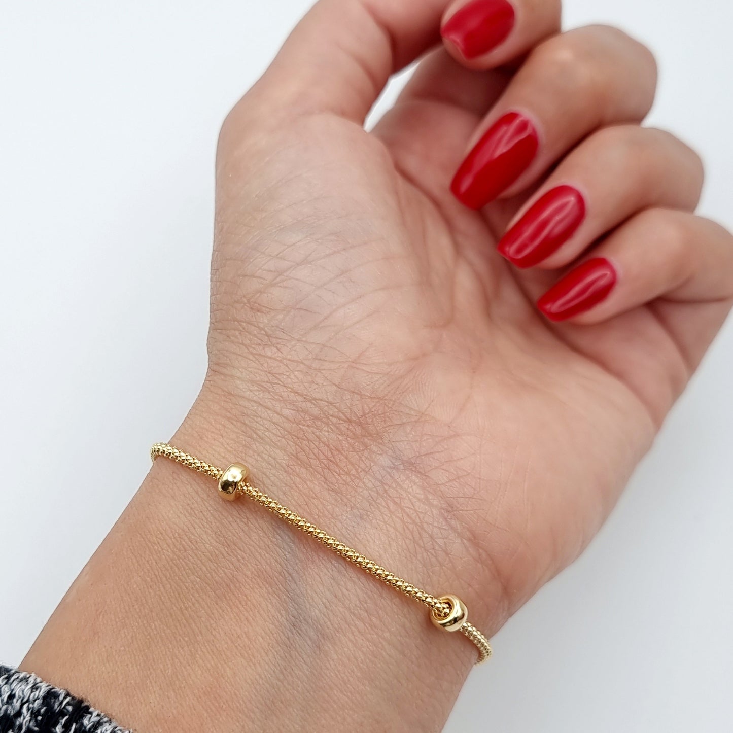 18K Pure Gold 4 Circle Seed Bracelet
