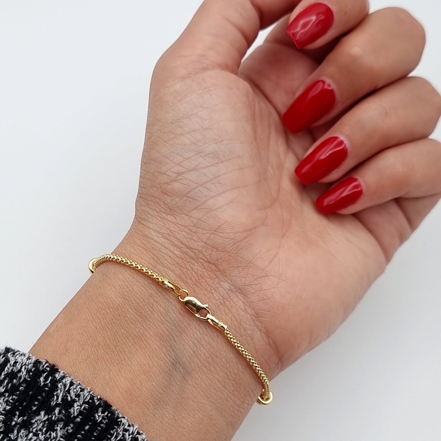 18K Pure Gold 4 Circle Seed Bracelet
