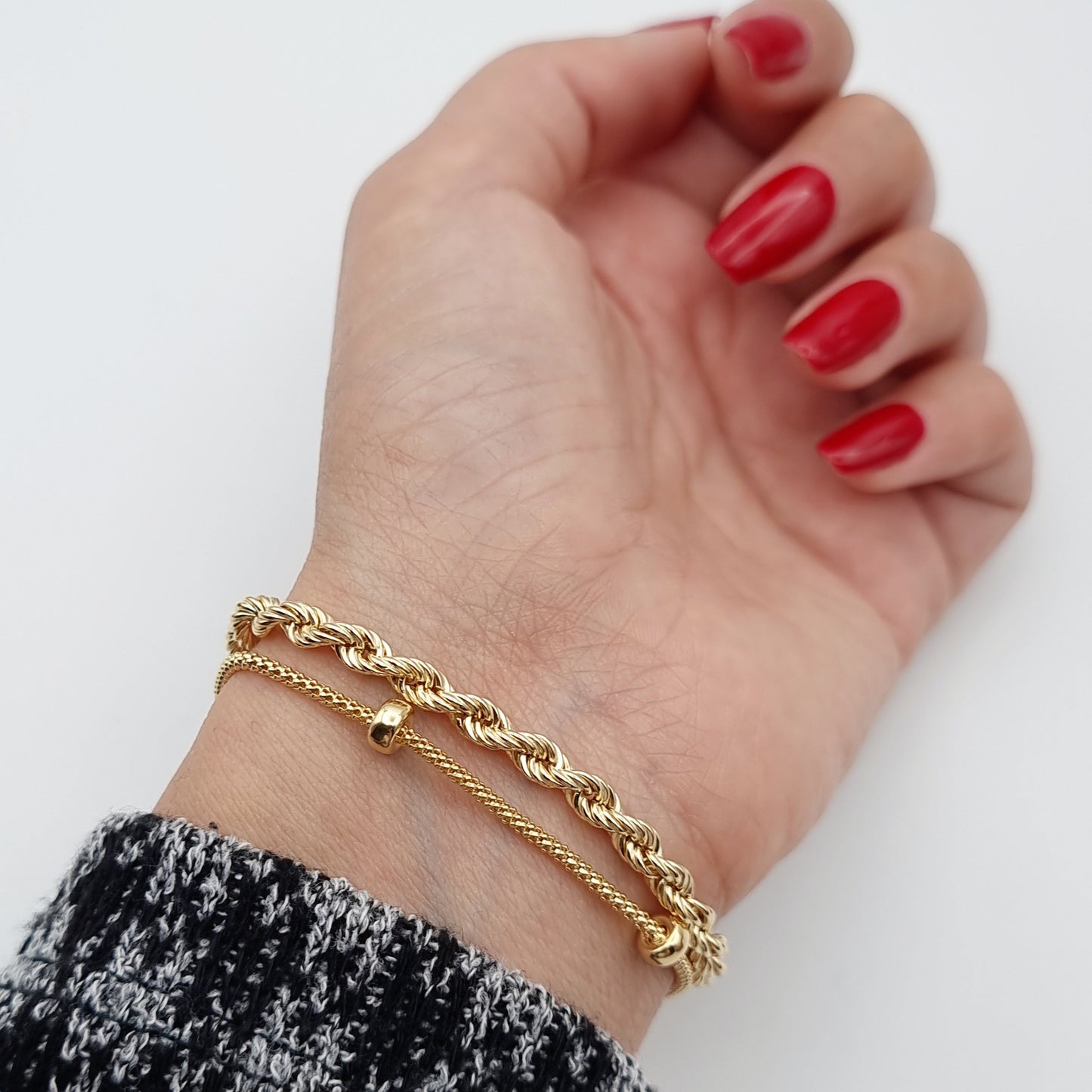 18K Pure Gold 4 Circle Seed Bracelet