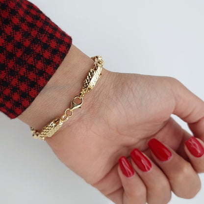 18K Pure Gold Elegant Linked Bracelet