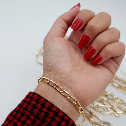 18K Pure Gold Flat Linked Bracelet