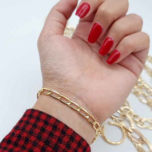 18K Pure Gold Flat Linked Bracelet