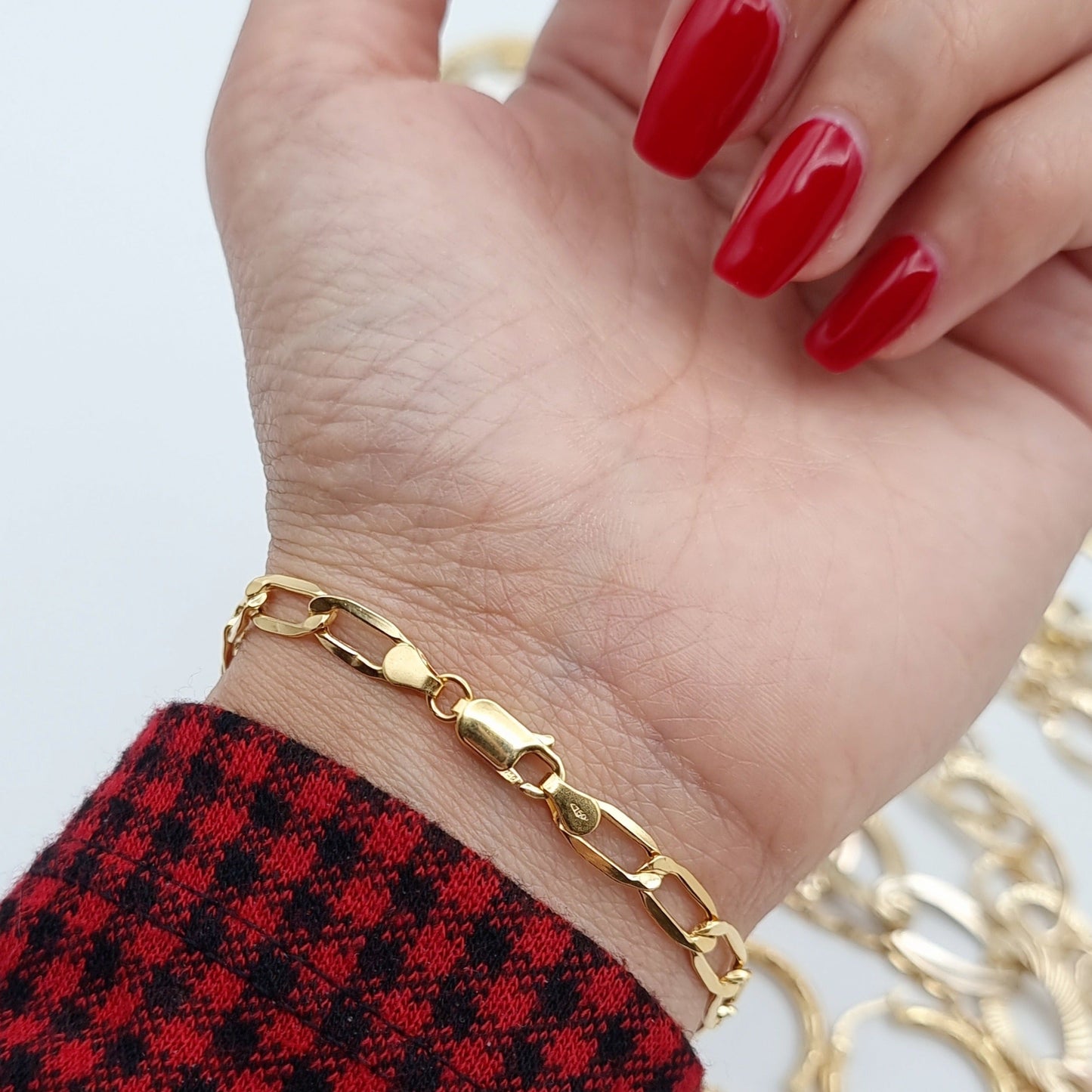 18K Pure Gold Flat Linked Bracelet