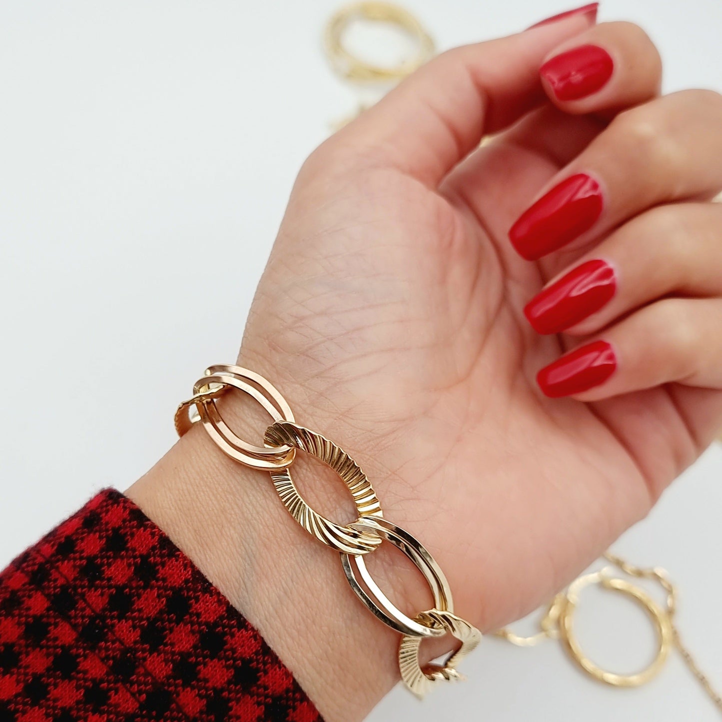 18K Pure Gold Oval Linked Bracelet