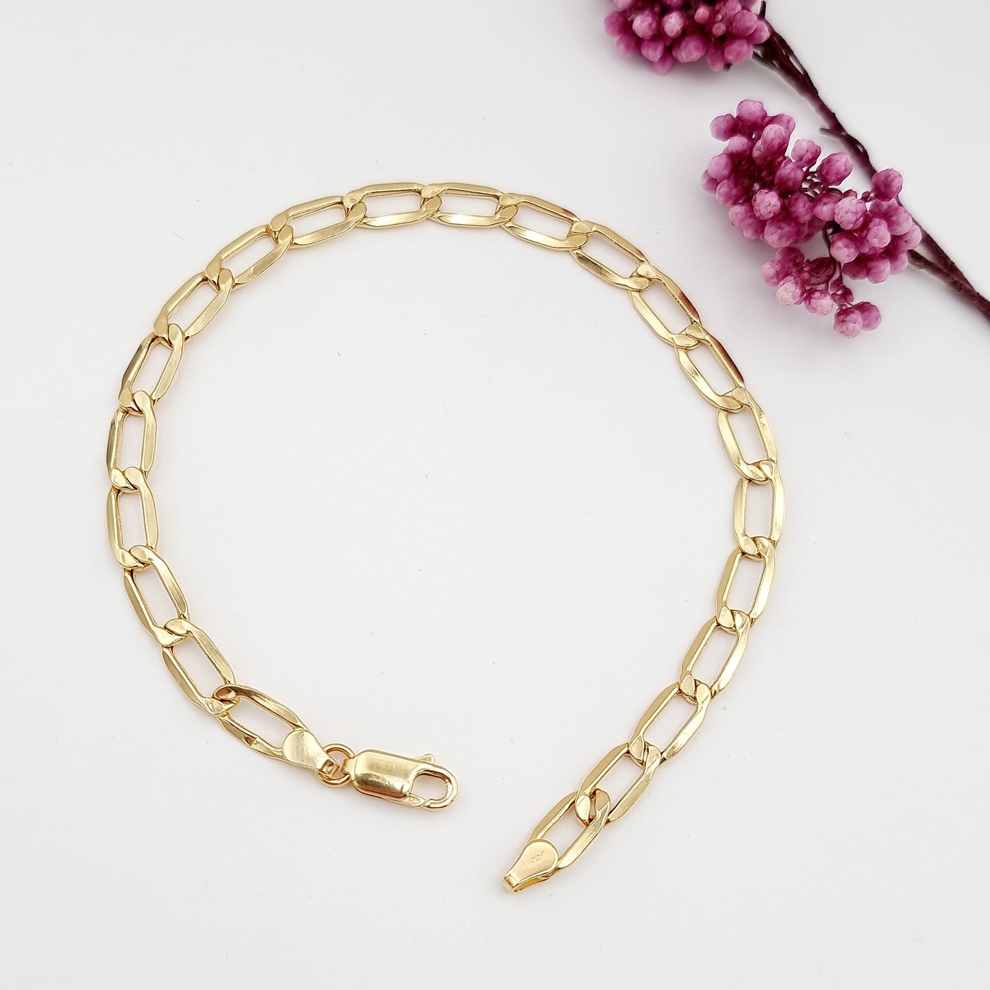 18K Pure Gold Flat Linked Bracelet