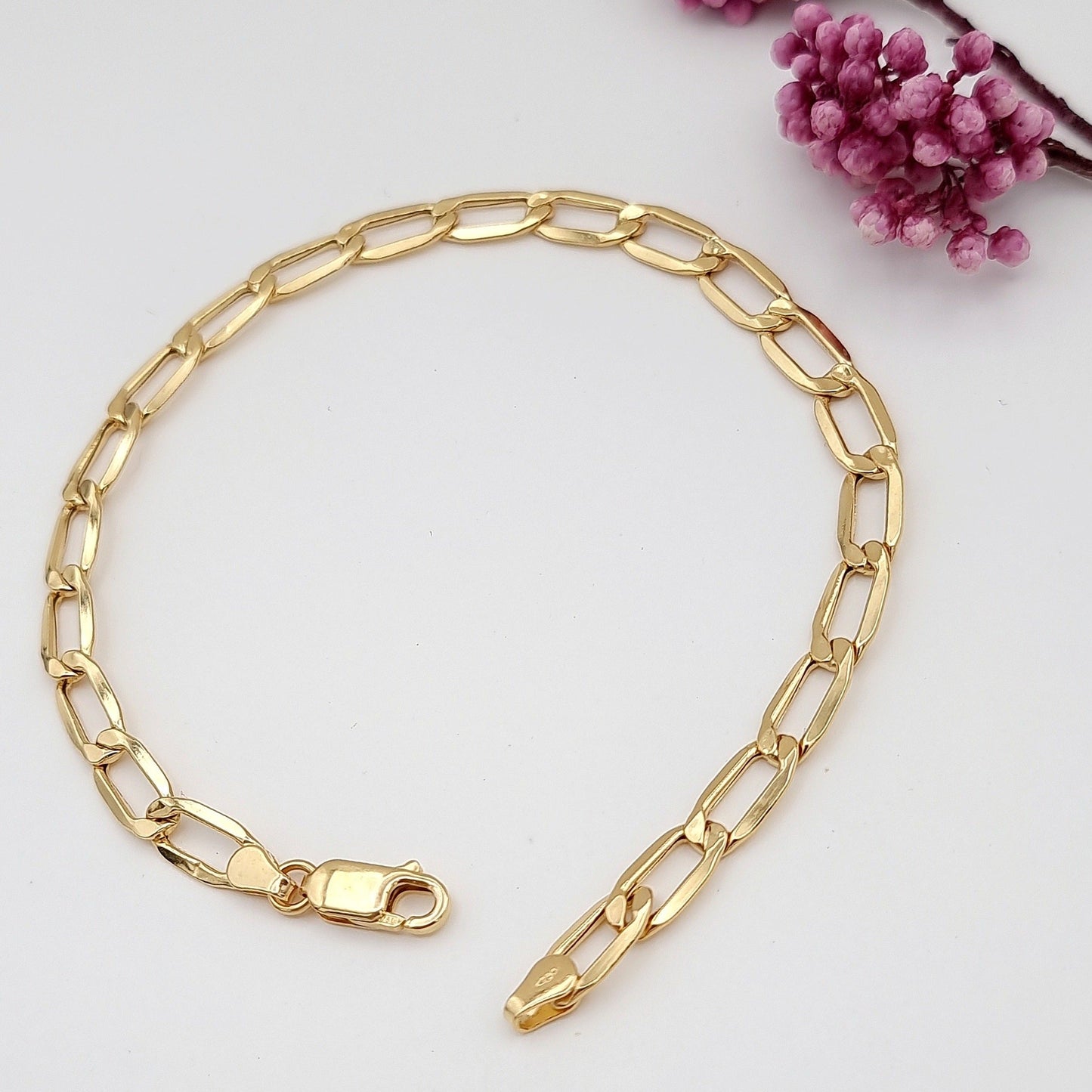 18K Pure Gold Flat Linked Bracelet