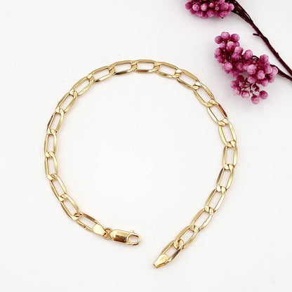 18K Pure Gold Flat Linked Bracelet