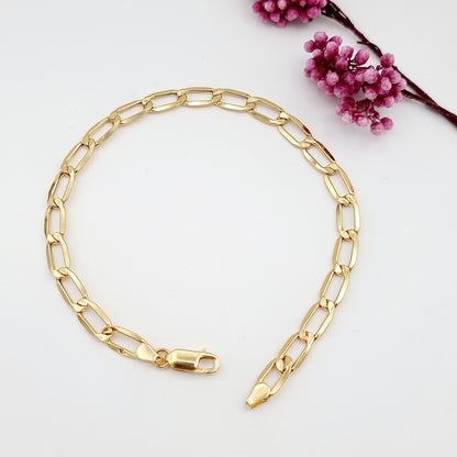 18K Pure Gold Flat Linked Bracelet