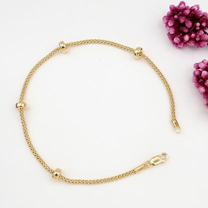 18K Pure Gold 4 Circle Seed Bracelet