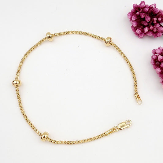 18K Pure Gold 4 Circle Seed Bracelet
