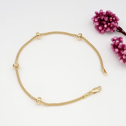 18K Pure Gold 4 Circle Seed Bracelet