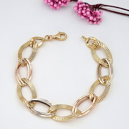 18K Pure Gold Oval Linked Bracelet