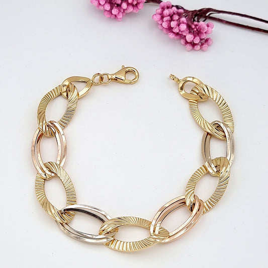 18K Pure Gold Oval Linked Bracelet