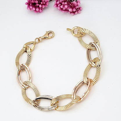 18K Pure Gold Oval Linked Bracelet