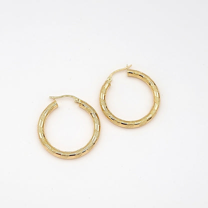 18K Pure Gold Round Earrings