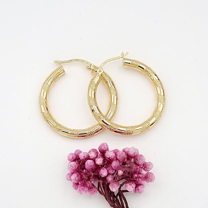 18K Pure Gold Round Earrings