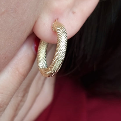 18K Pure Gold Thick Round Earrings