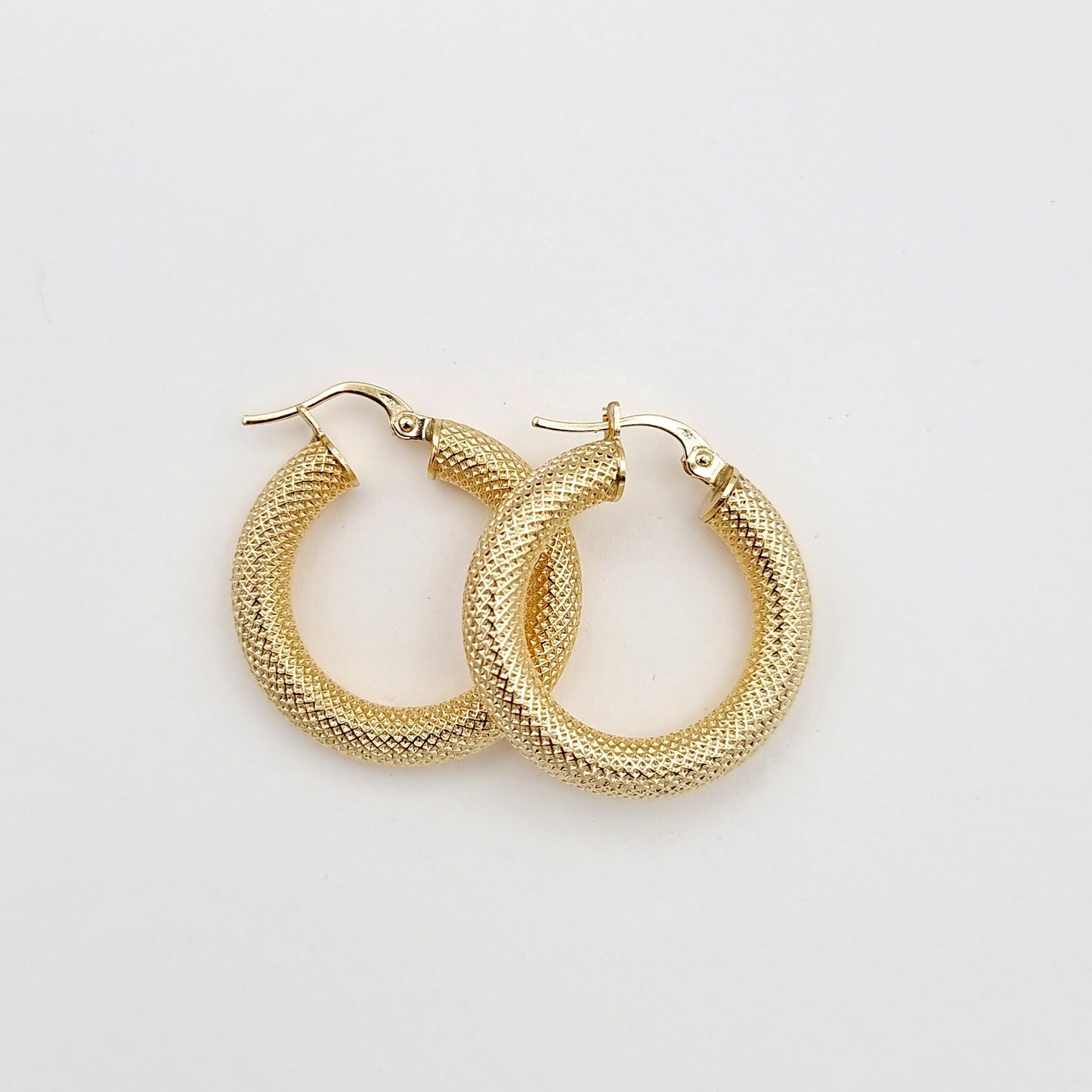 18K Pure Gold Thick Round Earrings