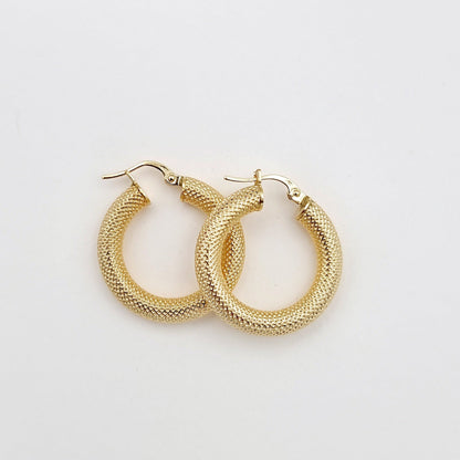 18K Pure Gold Thick Round Earrings