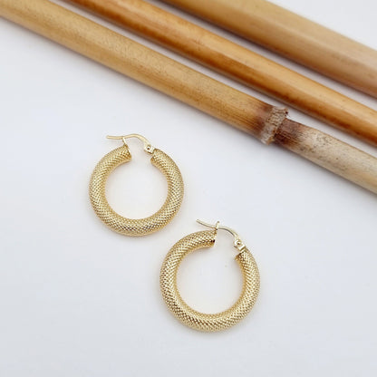 18K Pure Gold Thick Round Earrings