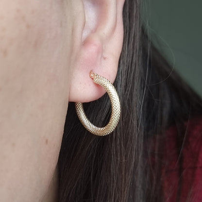 18K Pure Gold Round Earrings